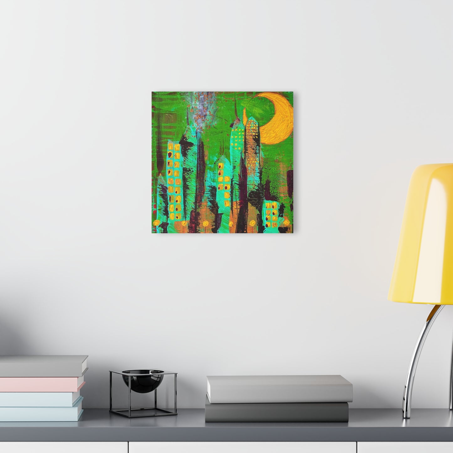 City at Night Acrylic Print (French Cleat Hanging)