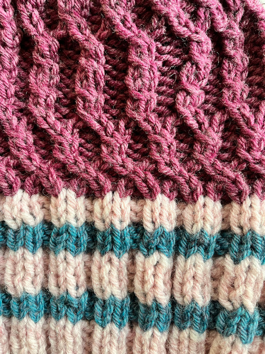 experimental cable knit wool hat