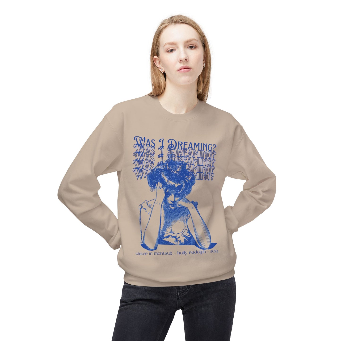 Was I Dreaming? soft mid-weight crewneck sweatshirt- winter in montauk 2024