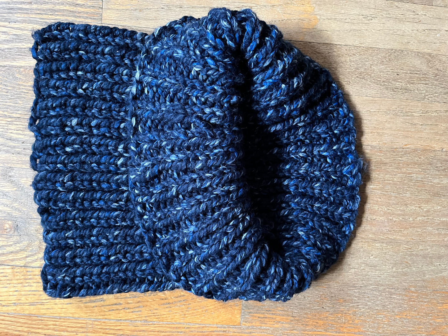 big fluffy - “the precious” knit tube scarf in dark blue