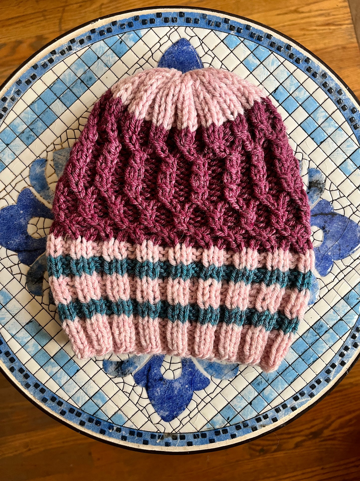 experimental cable knit wool hat