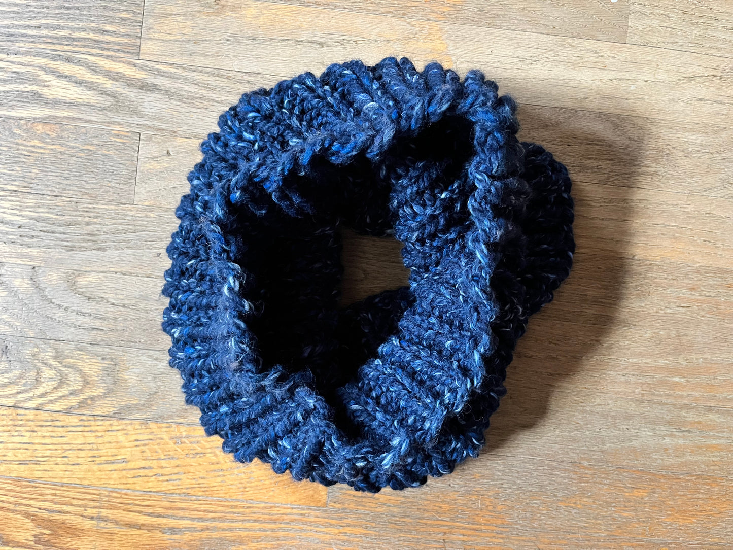 big fluffy - “the precious” knit tube scarf in dark blue