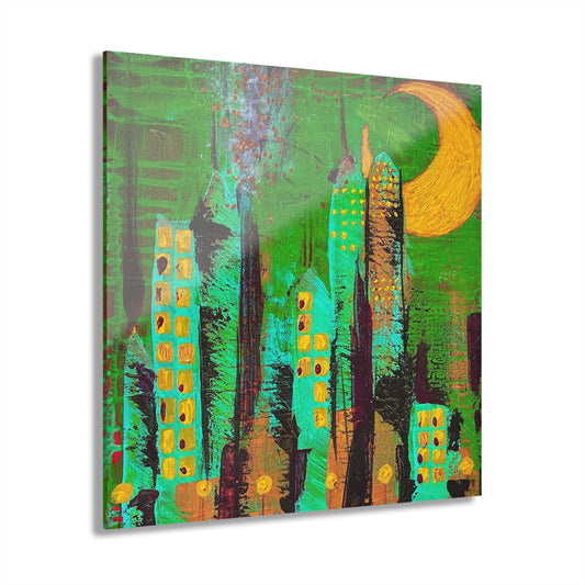 City at Night Acrylic Print (French Cleat Hanging)