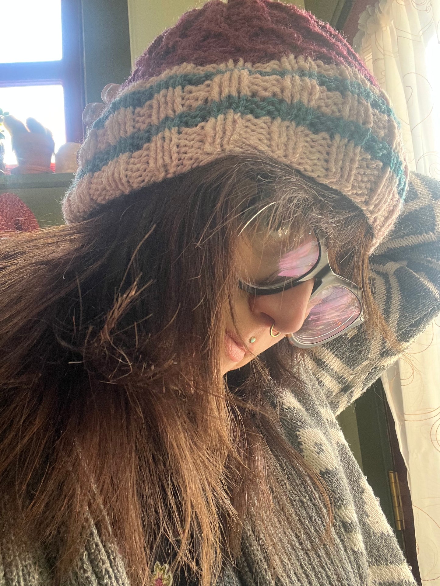 experimental cable knit wool hat