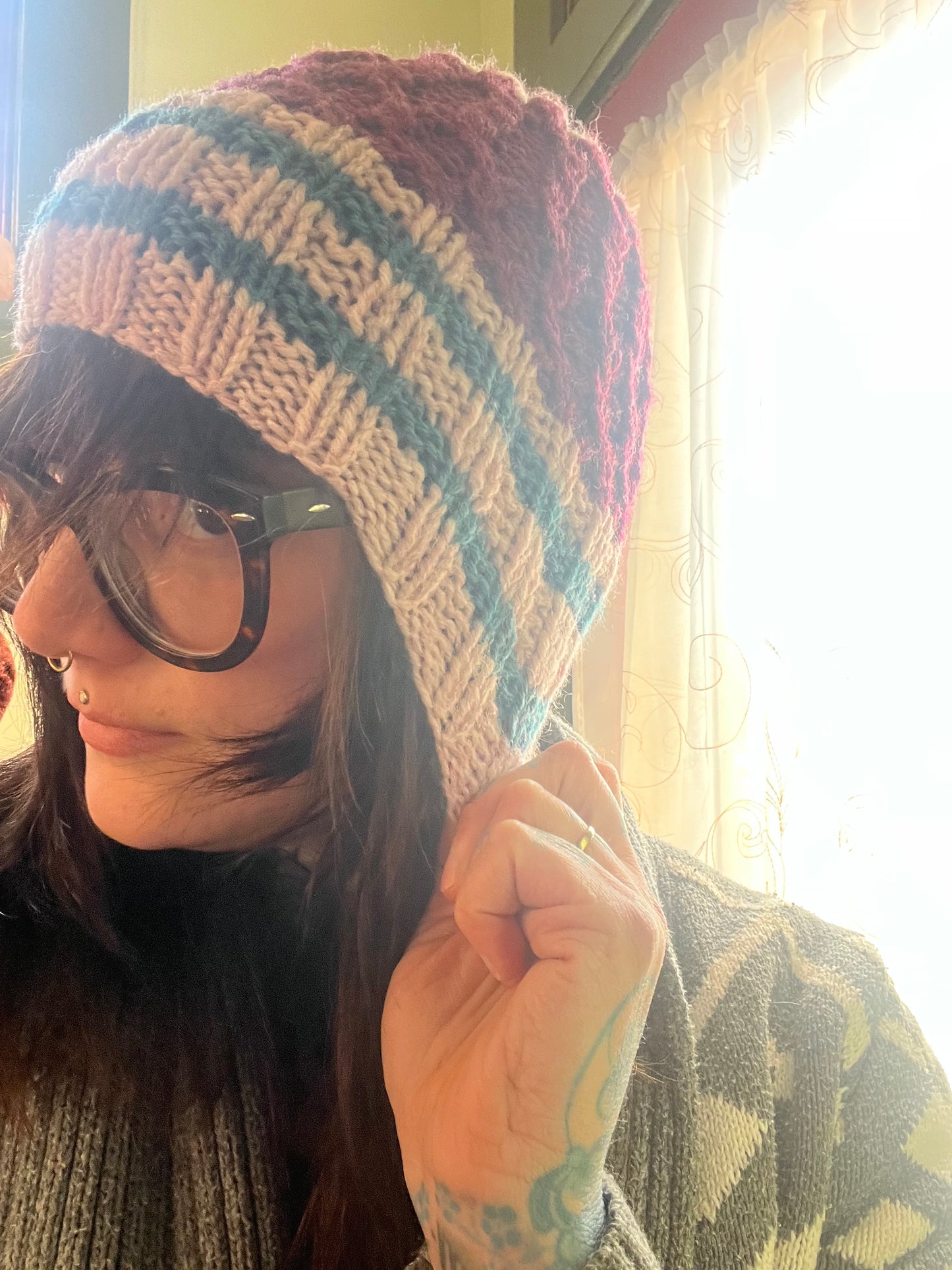 experimental cable knit wool hat