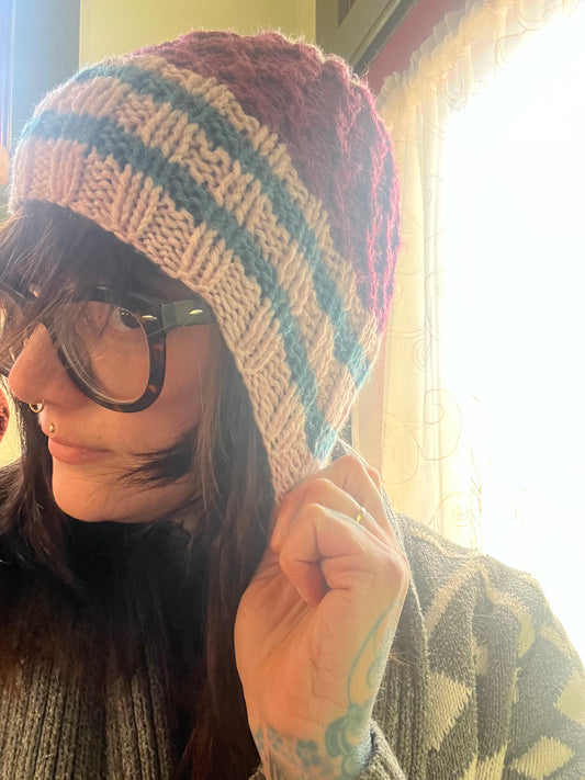 experimental cable knit wool hat