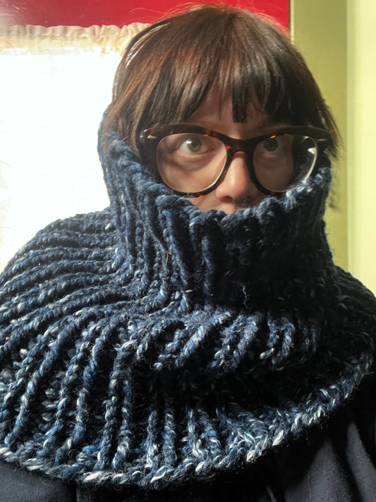 big fluffy - “the precious” knit tube scarf in dark blue