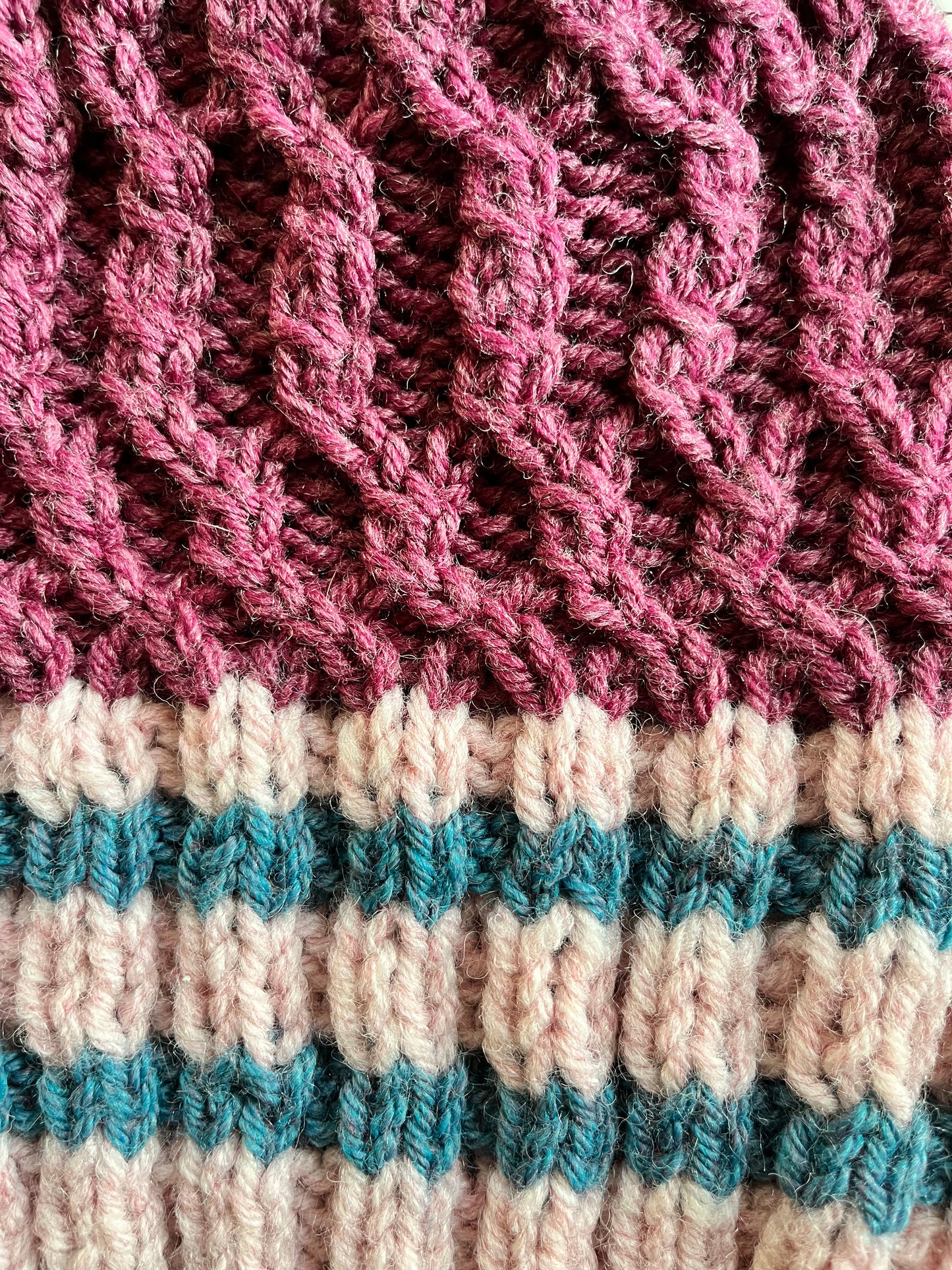 experimental cable knit wool hat