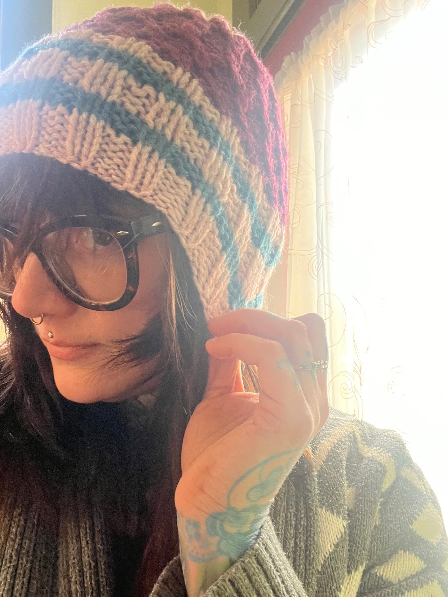 experimental cable knit wool hat